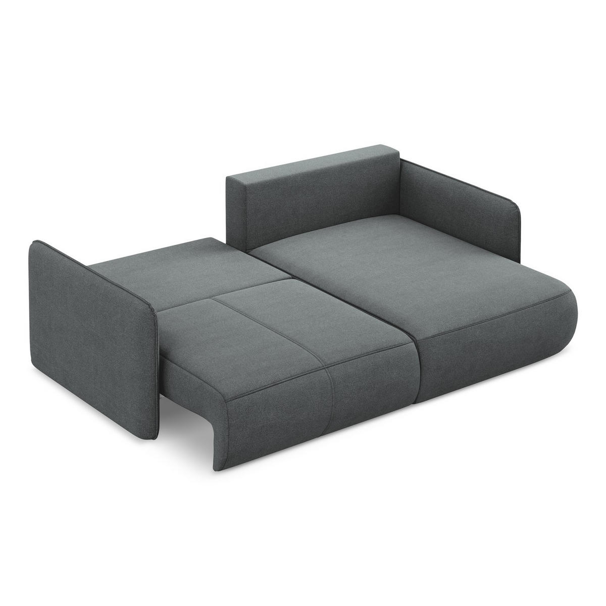 ECKSOFA mit Schlaffunktion Strukturstoff Stoff Grau - Schwarz/Grau, Kunststoff/Textil (207/148cm) - LaMiaSofa