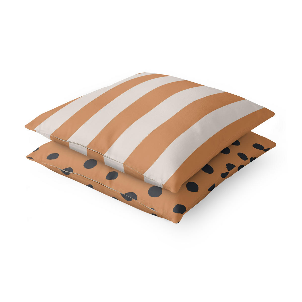 DEKOKISSEN 2er-Set Apricot Punkte und Streifen Duo 40/40 cm - Orange, Textil (40/40cm) - Bilderwelten