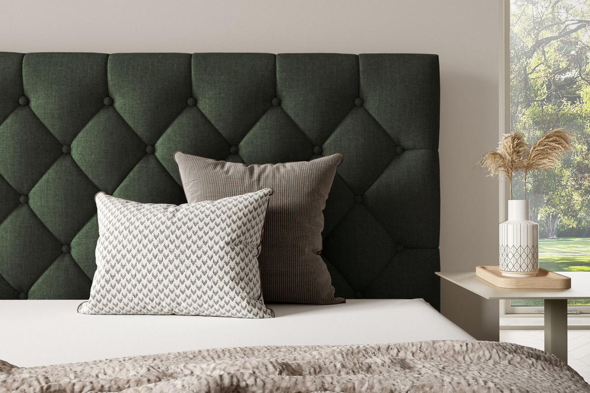 POLSTERBETT Aurevia Dunkelgrün Samtbezug 140x200 cm - Dunkelgrün, Textil (140/200cm) - Selsey