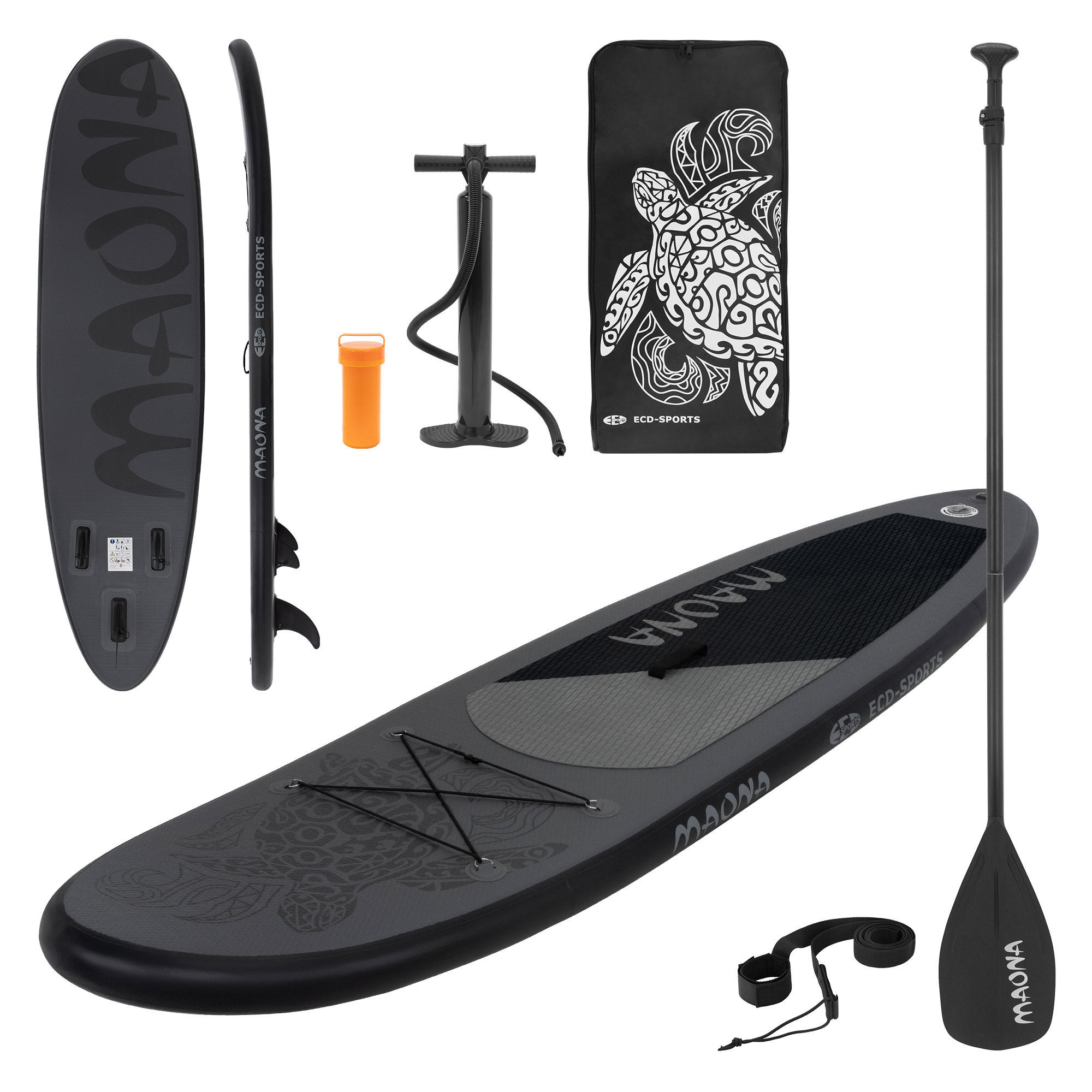 STAND UP PADDLE BOARD Maona Schwarz - Schwarz, Kunststoff (308/76/10cm) - ECD-Germany