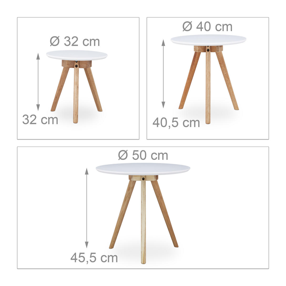 3XBEISTELLTISCH - Multicolor, Holz/Holzwerkstoff (50/50/46cm) - Relaxdays