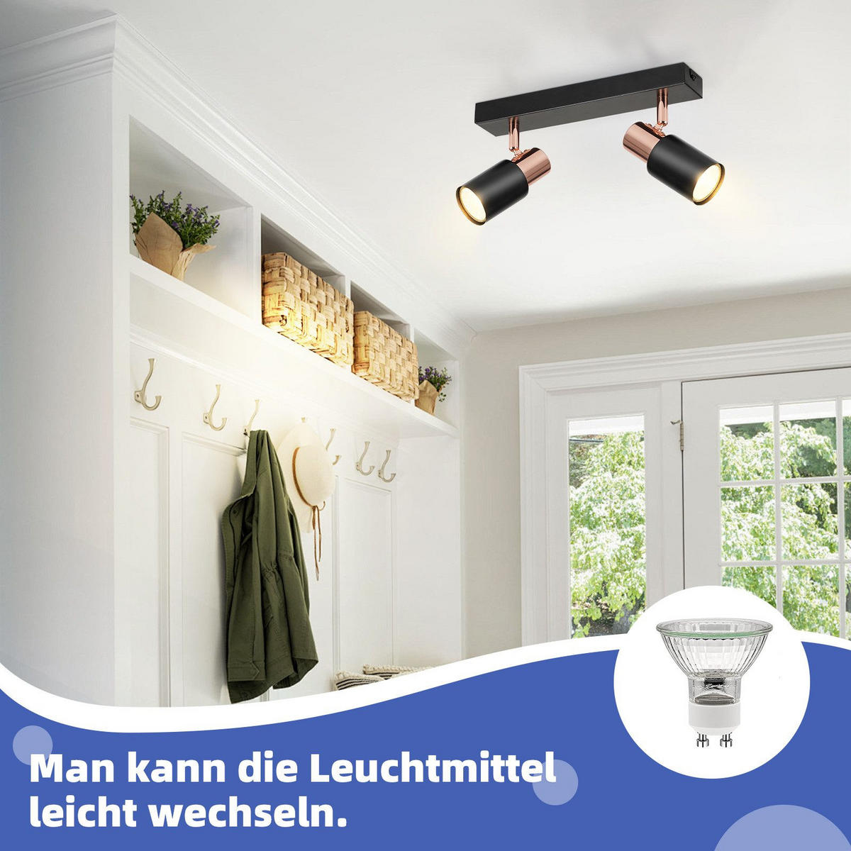 STRAHLER Albstadt 2-flammig 28/5.5/15.5 cm - Schwarz, Metall (28/5.5/15.5cm) - Nettlife