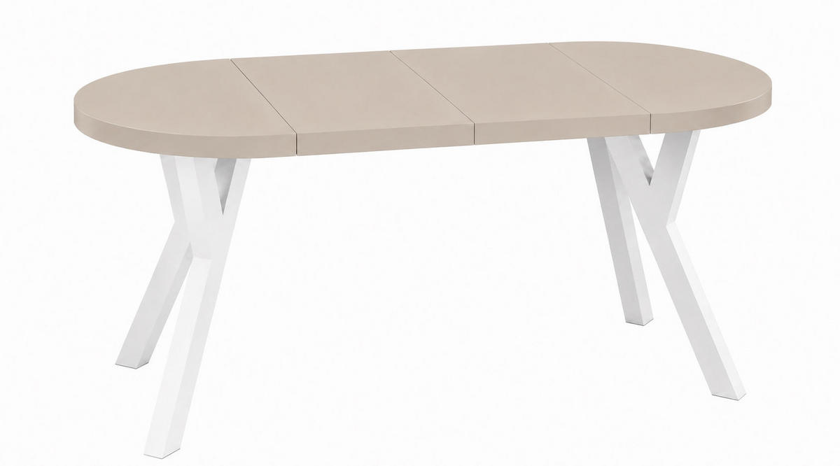 ESSTISCH ausziehbar rund ATO, 100-200 cm, Dekor Kaschmir, weiße Holzbeine - Kaschmir/Weiß, Holzwerkstoff/Buchenholz (100/100/77cm) - VENASI MÖBEL