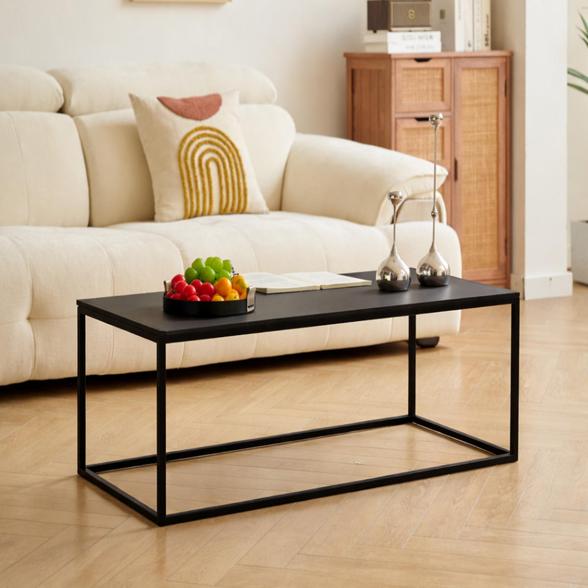 COUCHTISCH Rechteckig Schwarz 90 x 40 x 45 cm - Schwarz, Metall (40/90/45cm) - Nordlys