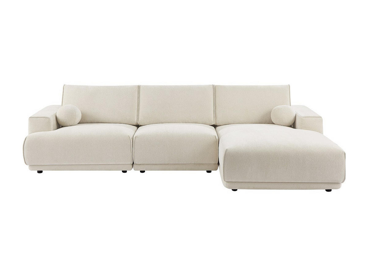 ECKSOFA - Ecke rechts - Chenille-Stoff - Beige - EMABI - Beige, Textil (320/169cm) - Vente-Unique