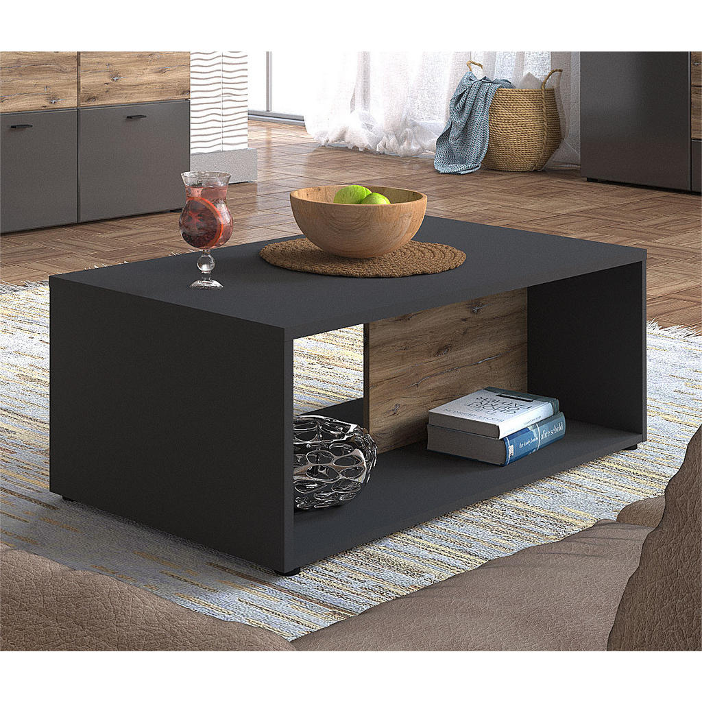Thumbnail - Feldmann-Wohnen Couchtisch, Grau, Braun, Holz, 2 Fächer, Rechteckig,Rechteckig, 110x41x60 cm, Wohnzimmer, Wohnzimmertisc...