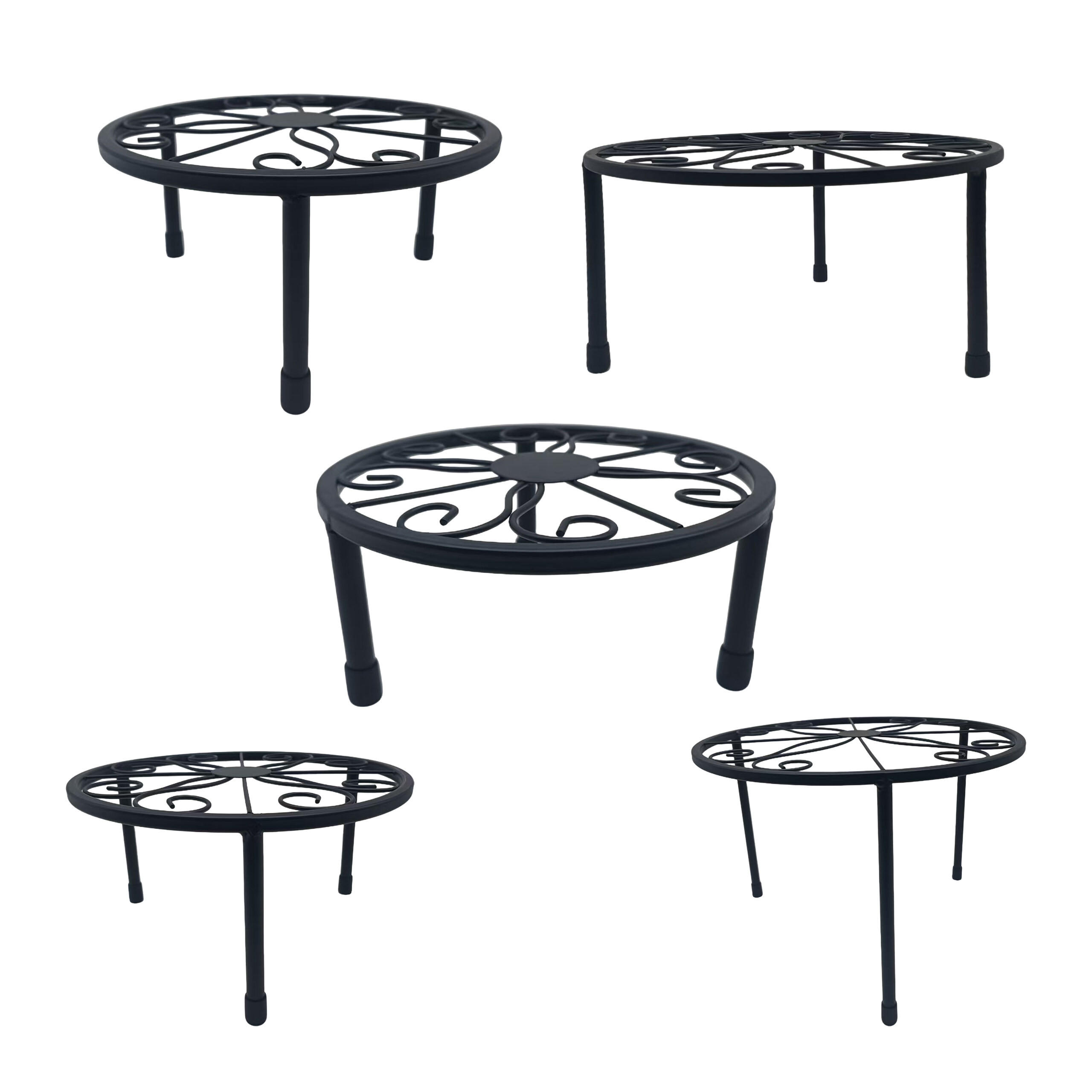 5-TLG.BLUMENSTÄNDER-SET - Schwarz, Metall (30/20/30cm) - Relaxdays