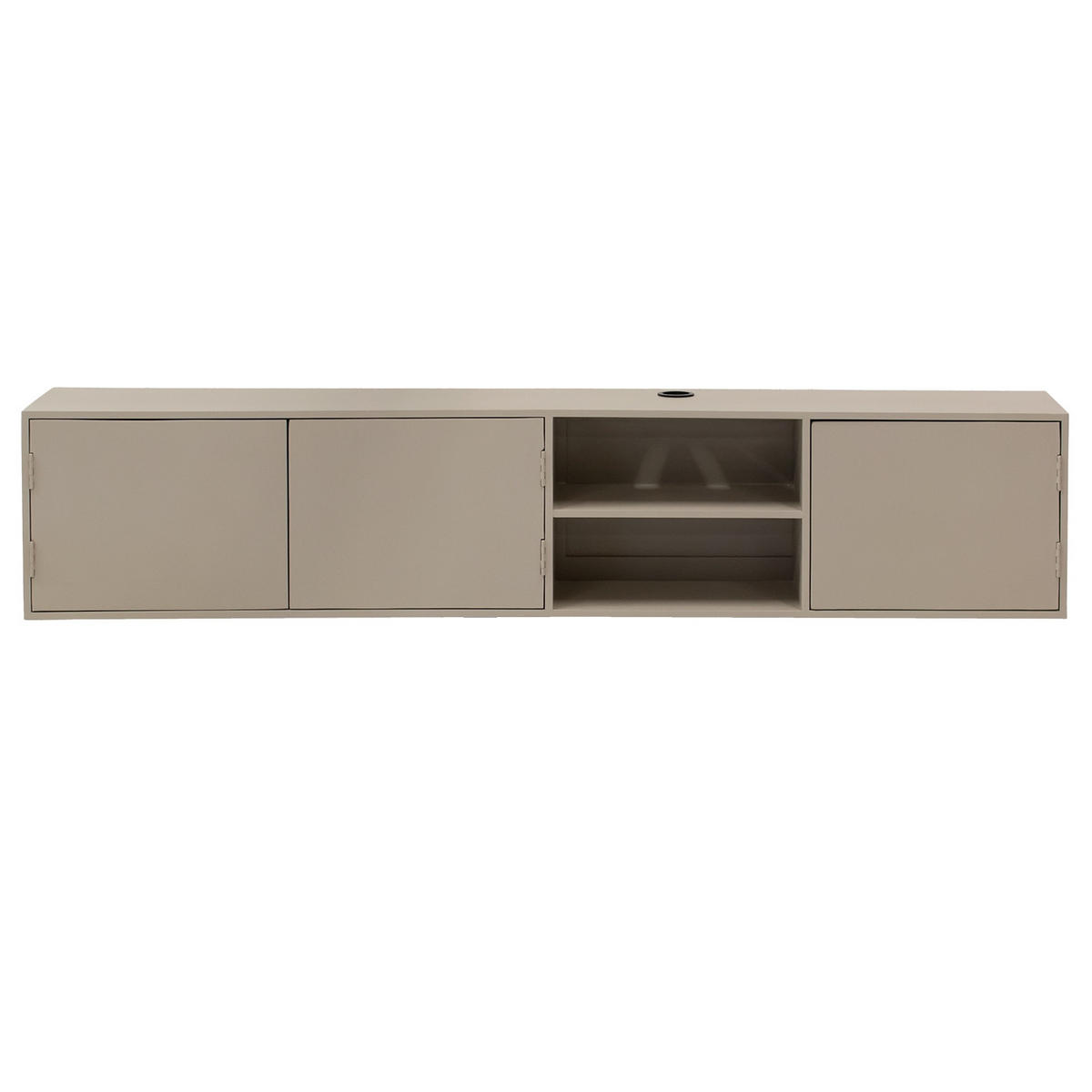 SCHWEBENDES TV-Möbel mit 3-Türen aus Mangoholz 200cm, taupe - Taupe, Holz (200/40/30cm) - Giga Meubel