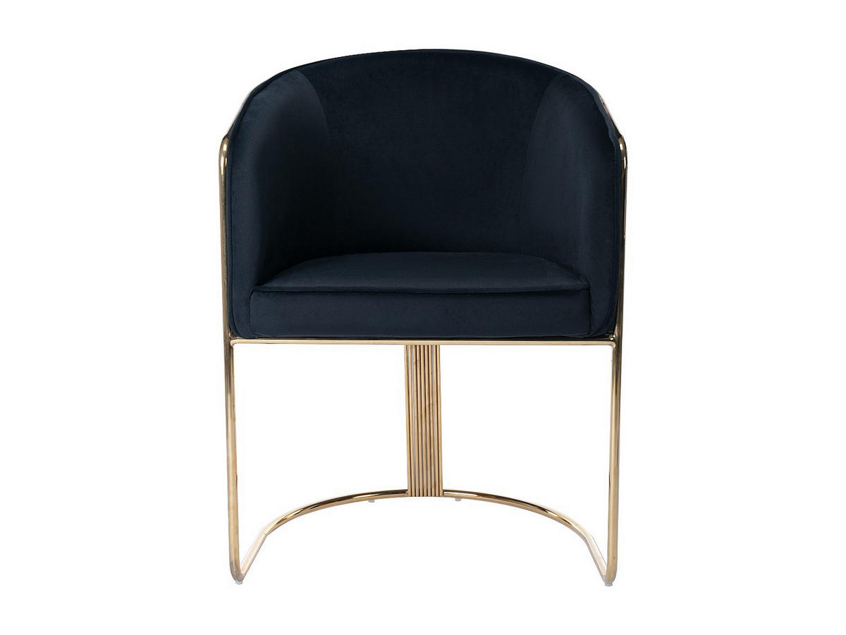 STUHL mit Armlehnen - Samt & Metall - Schwarz und Goldfarben - JOSETHE - Schwarz, Textil (52.5/82.5/59.5cm) - Pascal Morabito