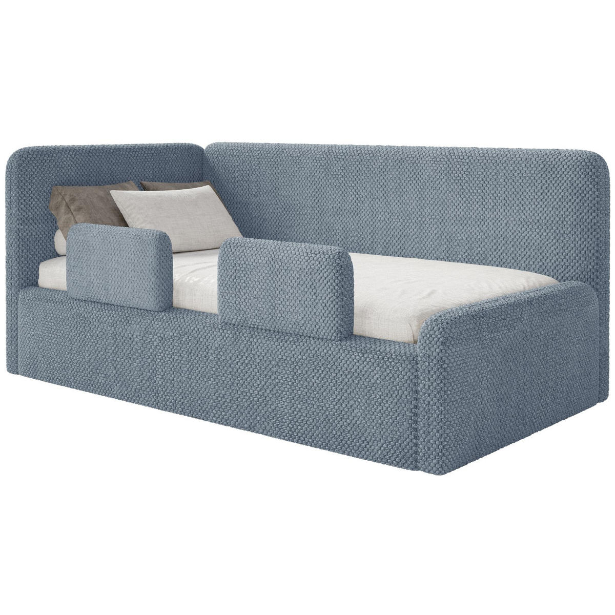 KINDERBETT Fanko Samt Blau 90x200 cm - Blau/Schwarz, Kunststoff/Textil (90/200cm) - Selsey