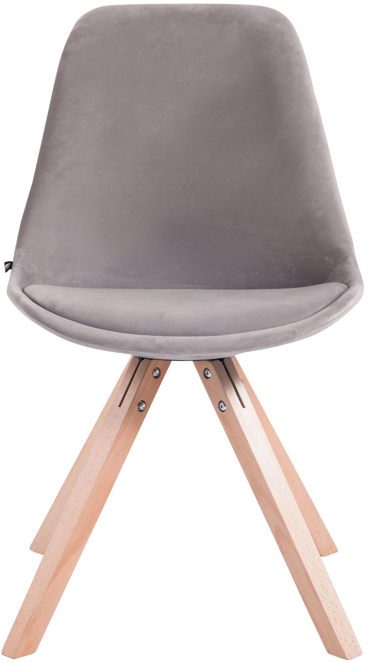 BESUCHERSTUHL Toulon Samt, Gestell Buchenholz Natura Square Grau - Naturfarben/Grau, Holz/Buchenholz (48/83/56cm) - TPFLiving