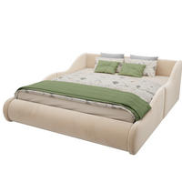 KINDERBETT mit Polsterung aus Samt 140x200 cm Beige mit hohem Kopfteil und Seitenschutzgittern - Beige, Textil (140/200cm) - Modfu