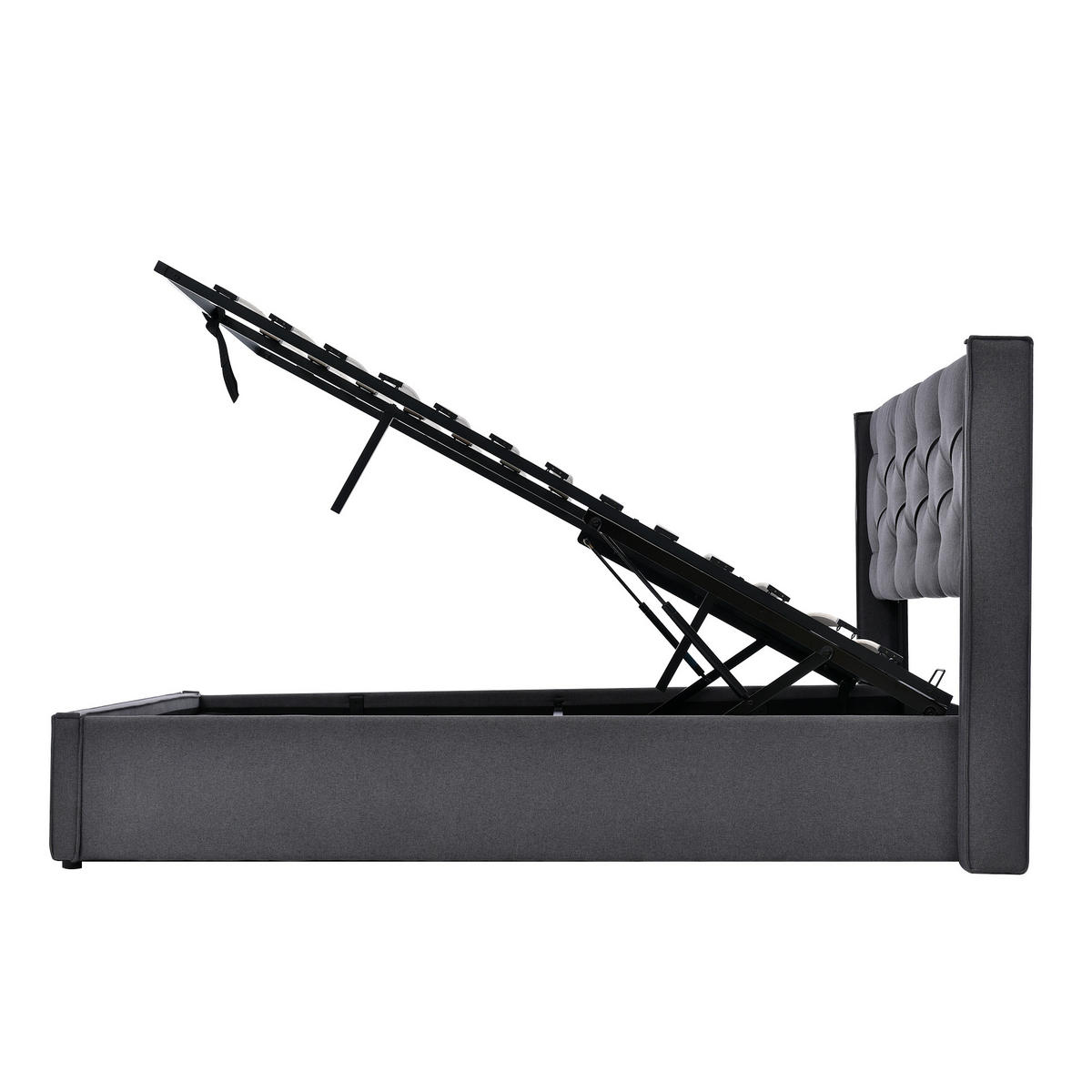 POLSTERBETT 140/200 cm Grau mit Lattenrost und Stauraumfunktion - Grau, Textil (140/200cm) - OKWISH