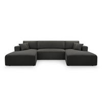 WOHNLANDSCHAFT Catea Dunkelgrau 364/145/85 cm mit Schlaffunktion - Dunkelgrau/Schwarz, Kunststoff/Textil (364/84/145cm) - AX Living