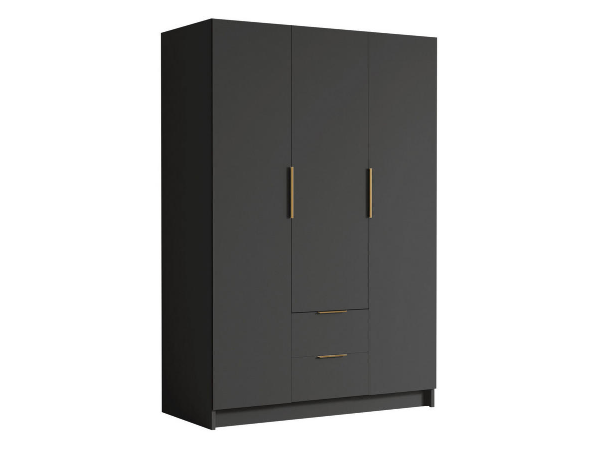 KLEIDERSCHRANK Calwi I - Goldfarben/Schwarz, Holzwerkstoff/Kunststoff (150/216/60cm) - MIRJAN24