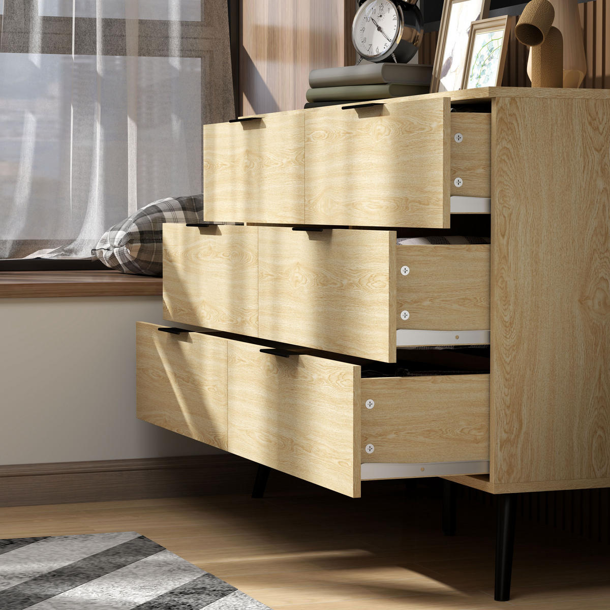 KOMOODE DE-12838 6 Schubladen, modern Holzfarbe - Eichefarben, Holzwerkstoff (110/75/40cm) - ComfortXL