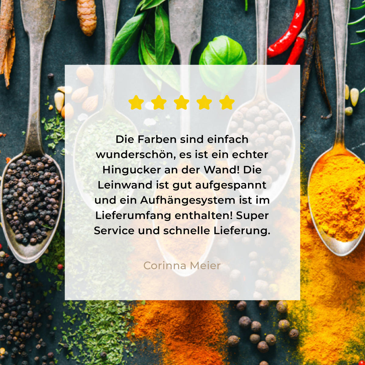 LEINWANDBILD Kräuter - Gewürze - Löffel Groß 140x90 cm - Currygelb, Textil (140/90cm) - MuchoWow