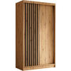 SCHWEBETÜRENSCHRANK Helios 120/216/61 eiche Artisan+schwarz mit Schubladen - Schwarz/Eiche Artisan, Holzwerkstoff (120/216/61cm) - Beautysofa
