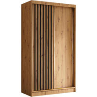 SCHWEBETÜRENSCHRANK Helios 120/216/61 eiche Artisan+schwarz mit Schubladen - Schwarz/Eiche Artisan, Holzwerkstoff (120/216/61cm) - Beautysofa