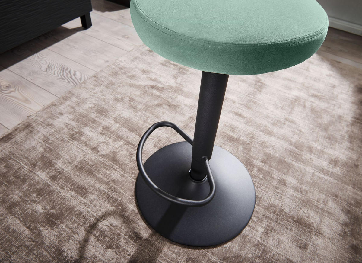 BARHOCKER Höhenverstellbar Eisen Samt Drehbar CAMPANIA, Grün 40x40x79 cm - Schwarz/Grün, Textil/Metall (40/79/40cm) - KADIMA DESIGN