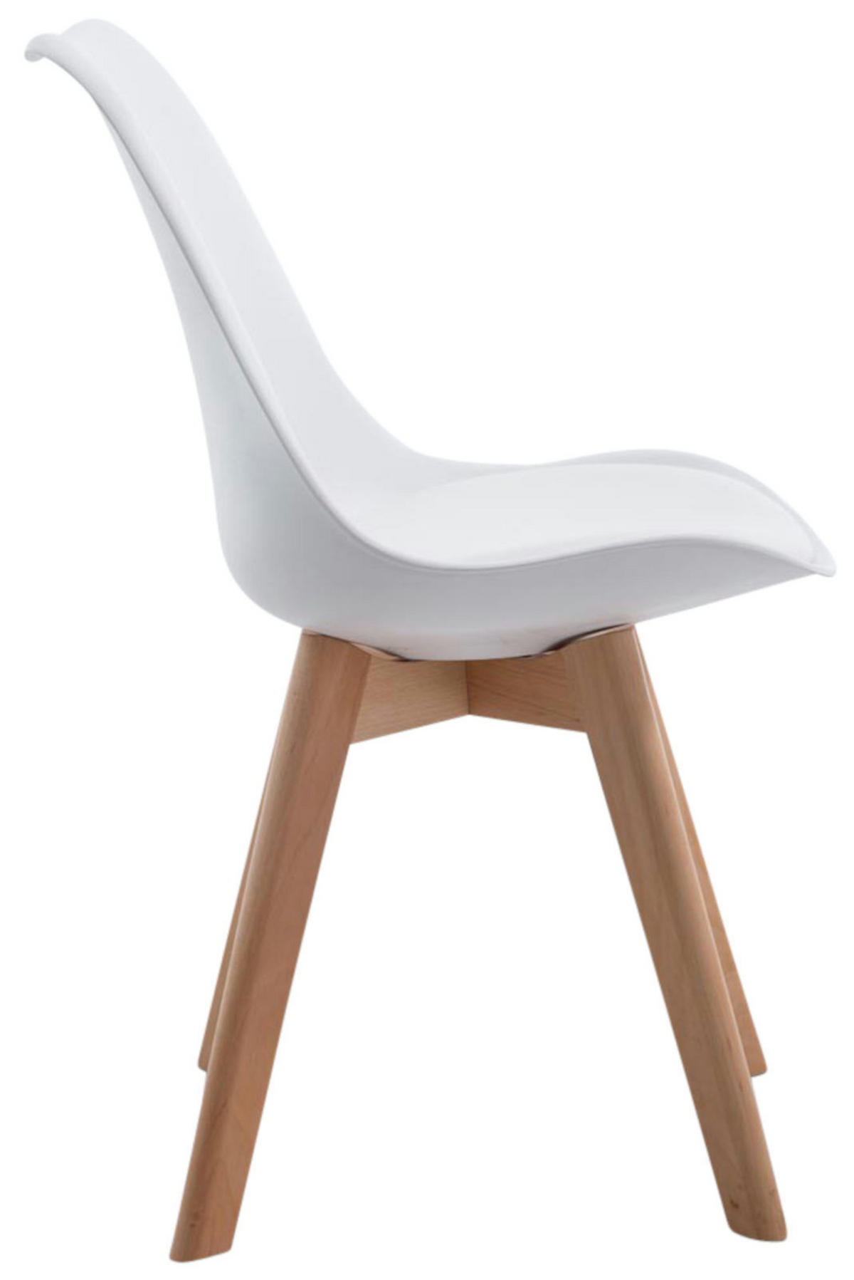 STUHL 4er Set Lederlook weiß - Eukalyptusholzfarben/Weiß, Holz/Textil (48/84/55cm) - CLP