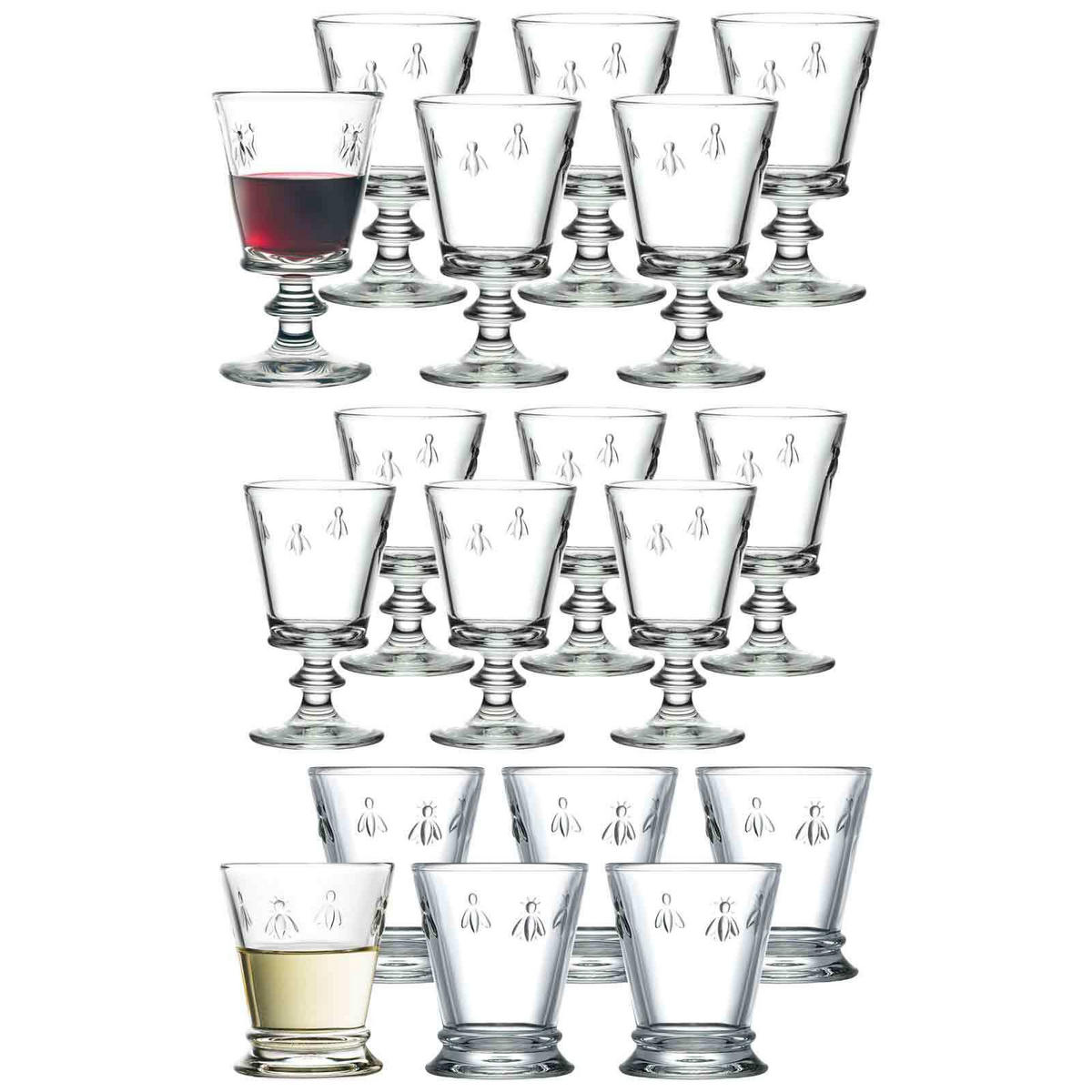 WEIN- UND WASSERGLÄSERSET Biene Abeille transparent 18er Set - Transparent, Glas - La Rochère