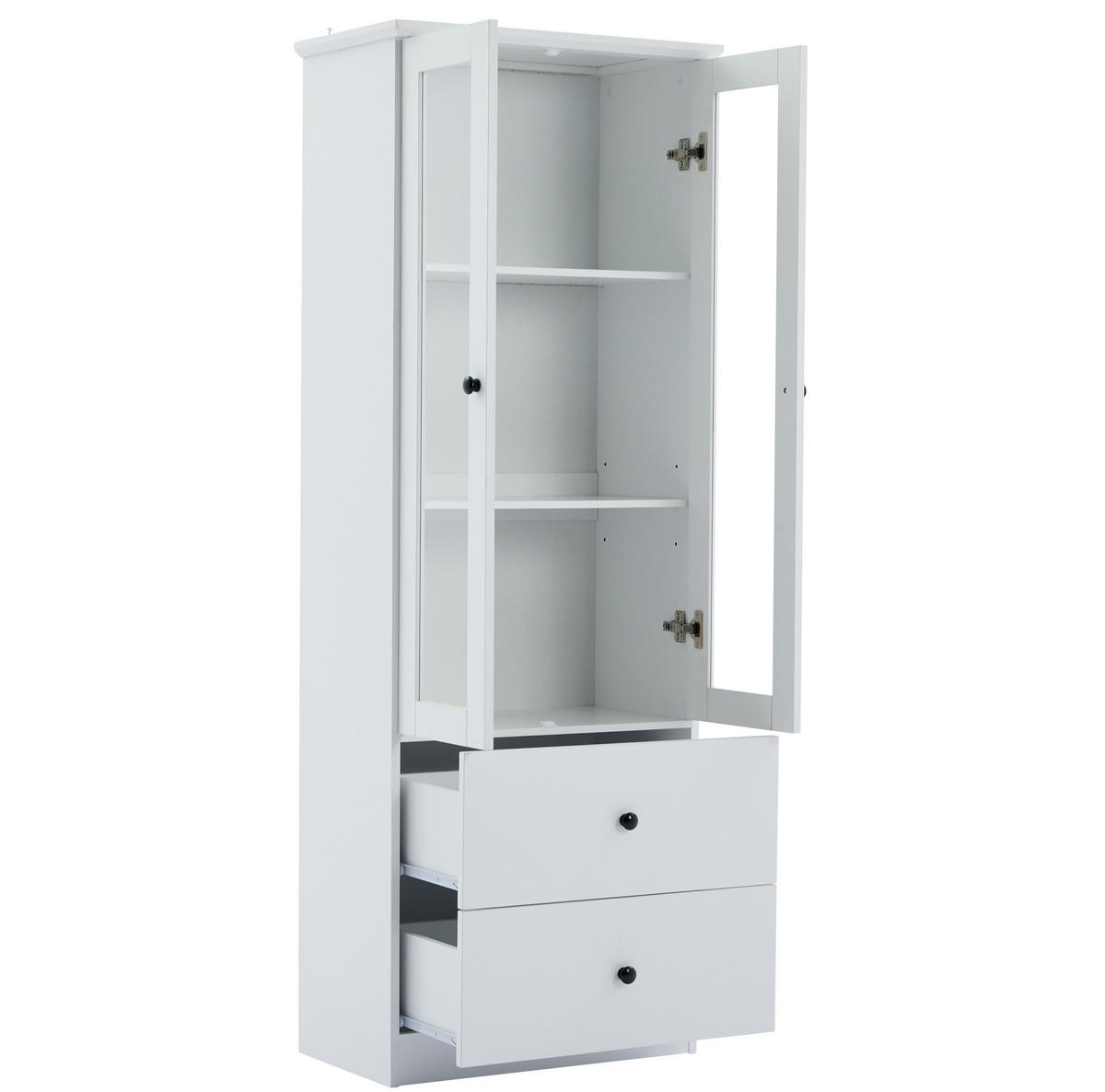 VITRÍNA 60/35,5/165 cm bílá z MDF a dřevotřískové desky s LED osvětlením a USB připojením - bílá, kompozitní dřevo (60/165/35.5cm) - OKWISH