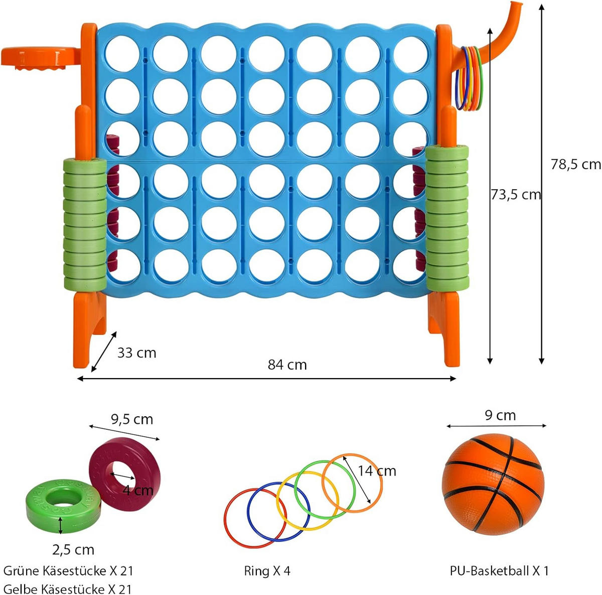 HERNÁ sada 4 v 1 – Obrovská hra „4 v rade“ – viacfarebná - viacfarebná, plast (33/84cm) - COSTWAY