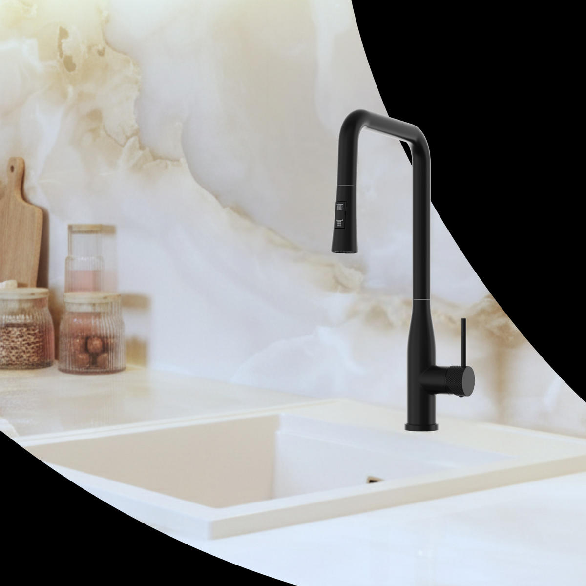 KÜCHENARMATUR Vector Schwarz - Schwarz, Metall (27/46/27cm) - Granitan