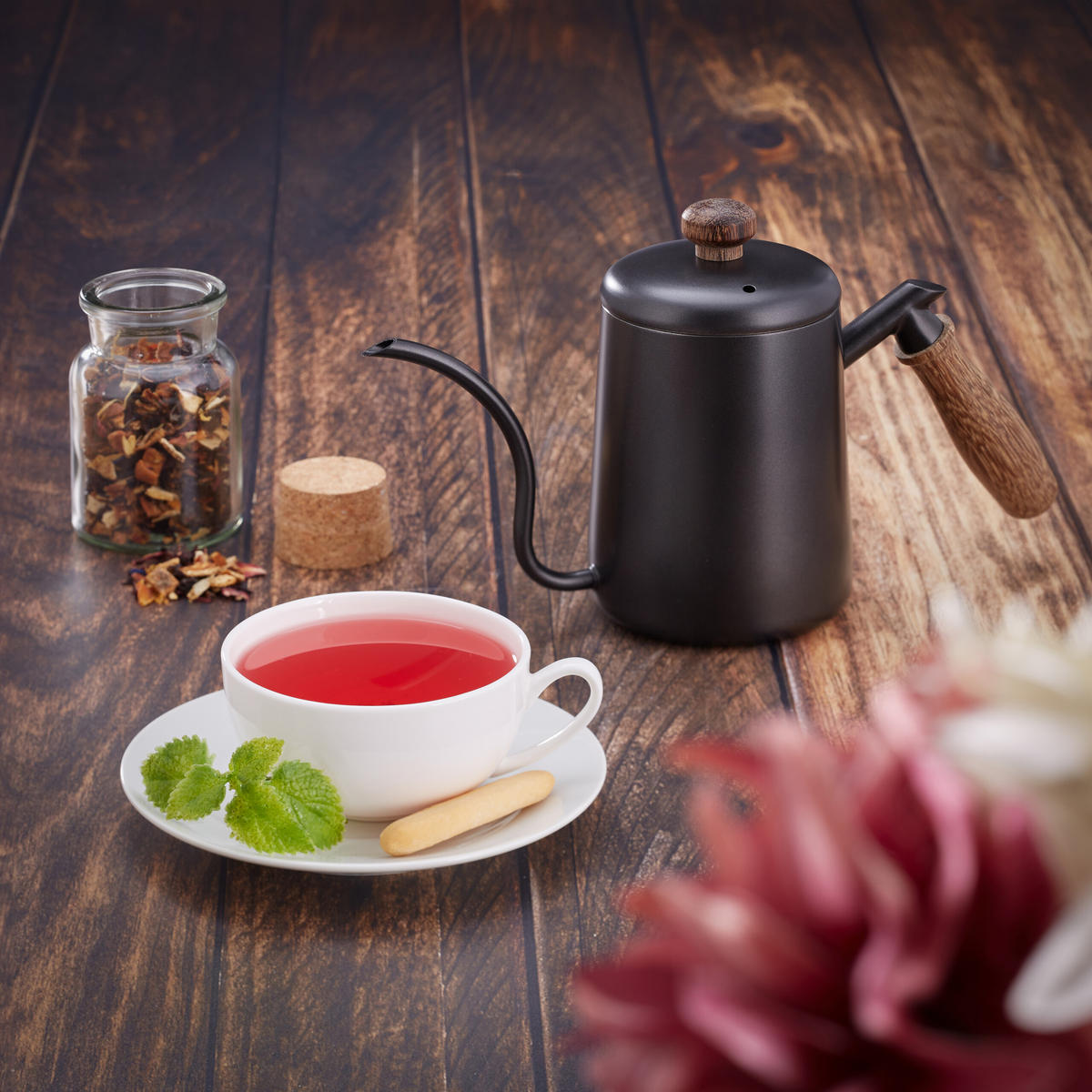 TEEKANNE - Anthrazit, Holz/Metall (0.55L) - Relaxdays