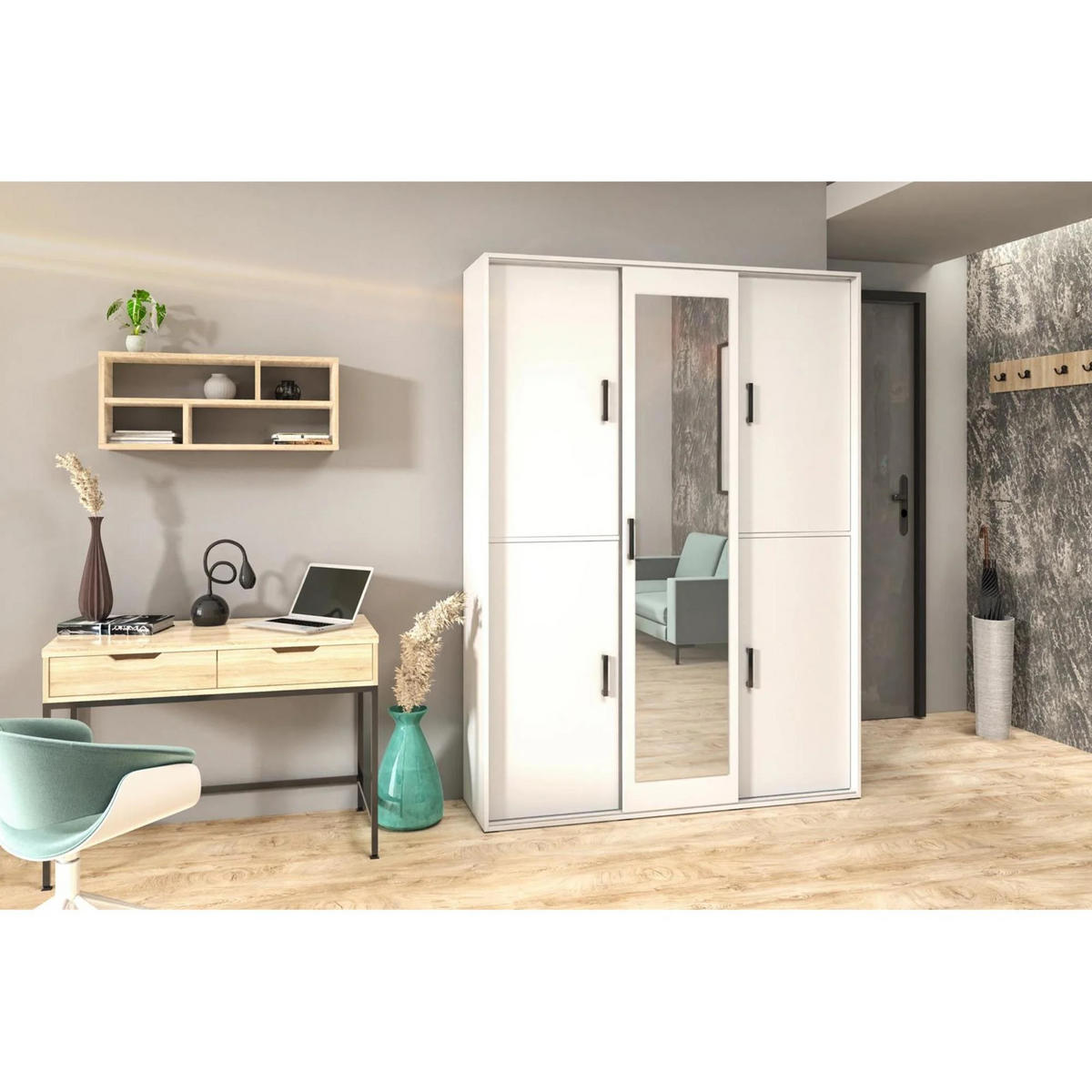 SCHWEBETÜRENSCHRANK Lano 150/205/40 cm 2-türig weiß - Weiß, Holzwerkstoff (150/205/40cm) - Beautysofa