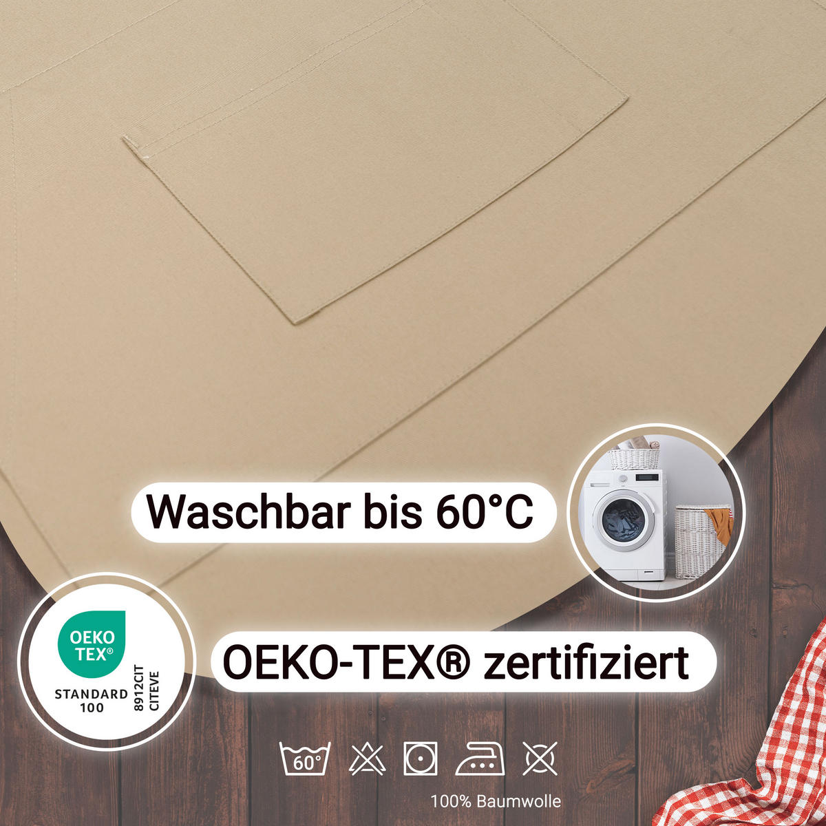 SCHÜRZE , 60x90 cm, 100% Baumwolle, Beige - Hellbraun, Textil (60/90cm) - Zollner