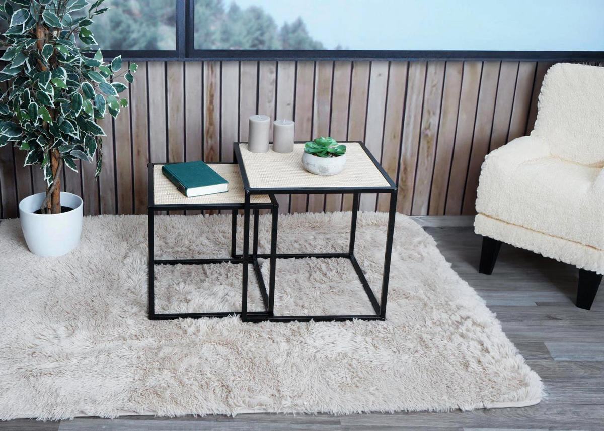 BEISTELLTISCH quadratisch Beige 2er-Set-Set - Beige, Kunststoff (44/44/45cm) - MCW