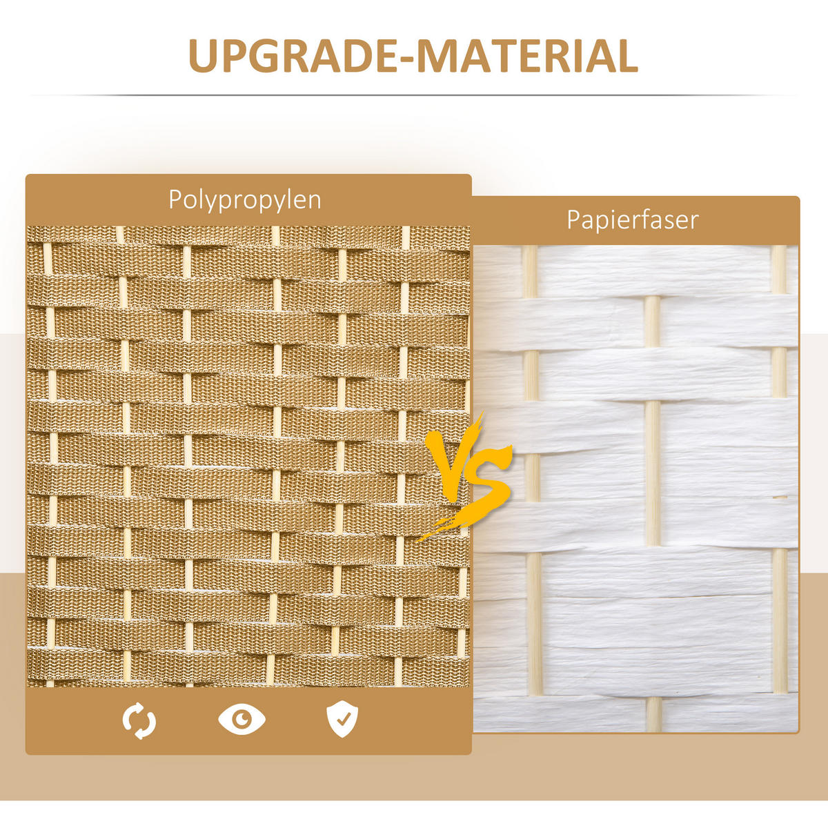 PARAVENT 6-teilig 240 x 170 cm Raumteiler Trennwand aus Bambus Natur - Naturfarben, Holzwerkstoff (1.6/170/1.6cm) - HOMCOM
