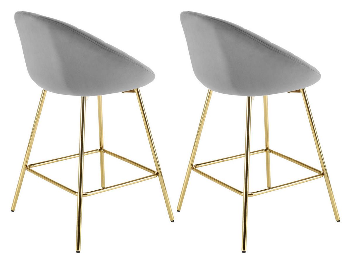 BARHOCKER-SET H112 (2 Stück) - Goldfarben/Grau, Holzwerkstoff/Textil (58/87/52cm) - MIRJAN24