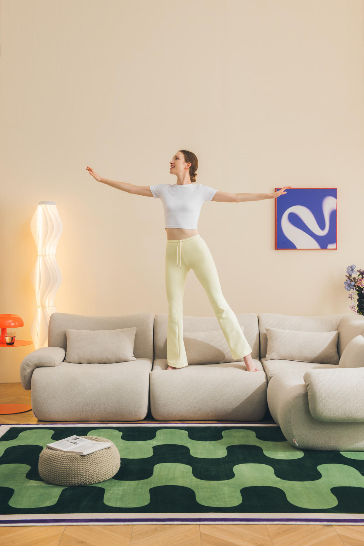 3-SITZER-SOFA Bouclé-Stoff Steinbeige - Greige, Textil (281/73/95cm) - MILYsofa