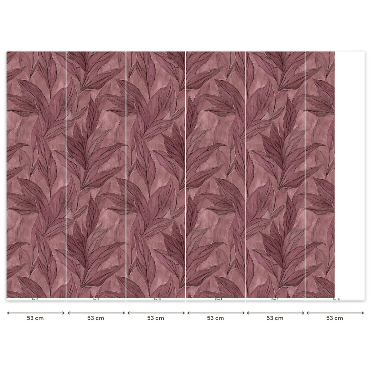 TAPETE - Blätter - Muster - Lila - 280x200 cm - Altrosa, Papier (280/200cm) - OnlyWow