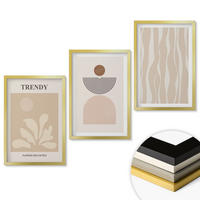 WANDBILDER 3er Set - 40x60 cm Goldrahmen - Stilvolle abstrakte Beigetöne - Goldfarben, Kunststoff (40/60cm) - ArtPrintCave