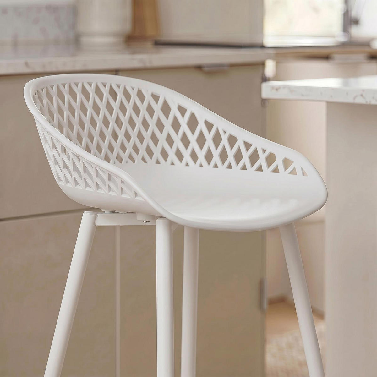 BARHOCKER IREK 2ER-SET - Weiß, Textil (47/99/49cm) - IDIMEX