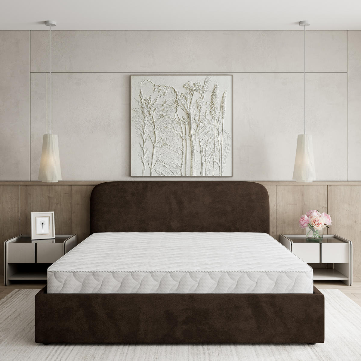 POLSTERBETT RENIVE K 120x200 cm mit Bettkästen - Braun - Braun, Holz/Textil - MASSENO