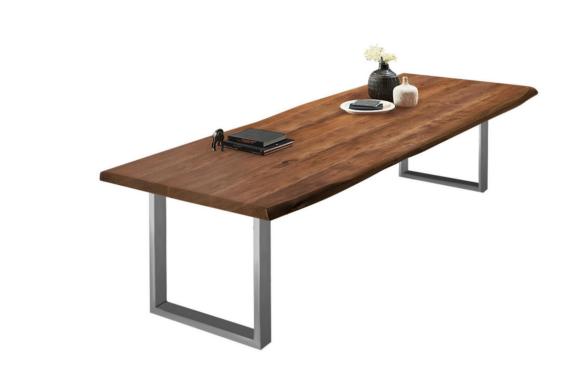 ESSTISCH VALIN - Silberfarben/Braun, Holz/Metall (120/280/79cm) - SAM