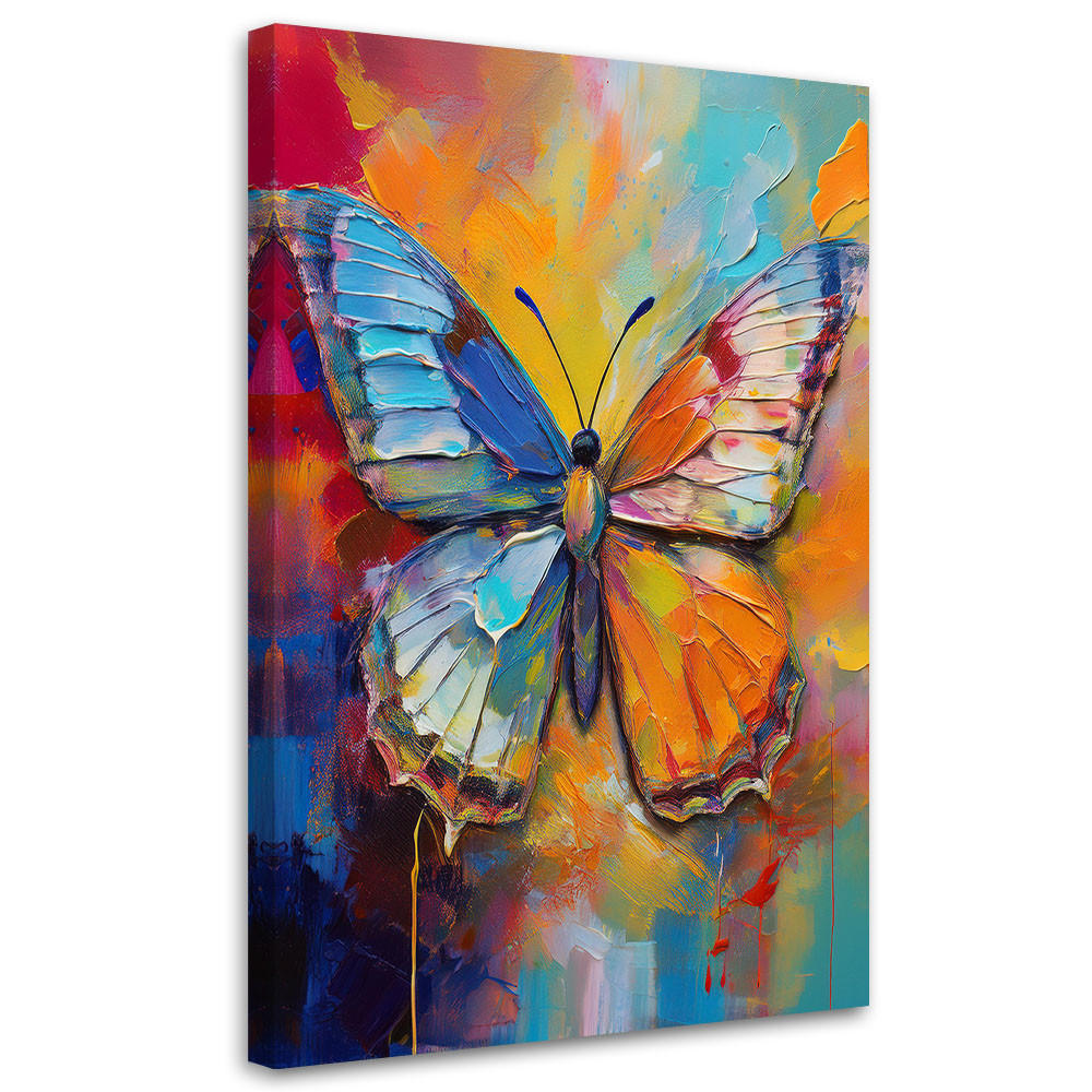 LEINWANDBILD Schmetterling auf farbigem Hintergrund 80x120cm - Multicolor, Textil (80/120cm) - Feeby