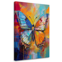 LEINWANDBILD Schmetterling auf farbigem Hintergrund - Multicolor, Textil (60/90cm) - Feeby