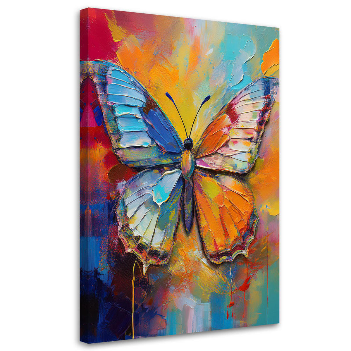 LEINWANDBILD Schmetterling auf farbigem Hintergrund - Multicolor, Textil (60/90cm) - Feeby
