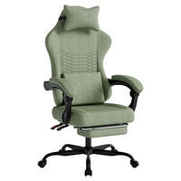 GAMING-STUHL ergonomischer, Bürostuhl mit Fußstütze & Lendenstütze - Grün, Textil (65/114/65cm)