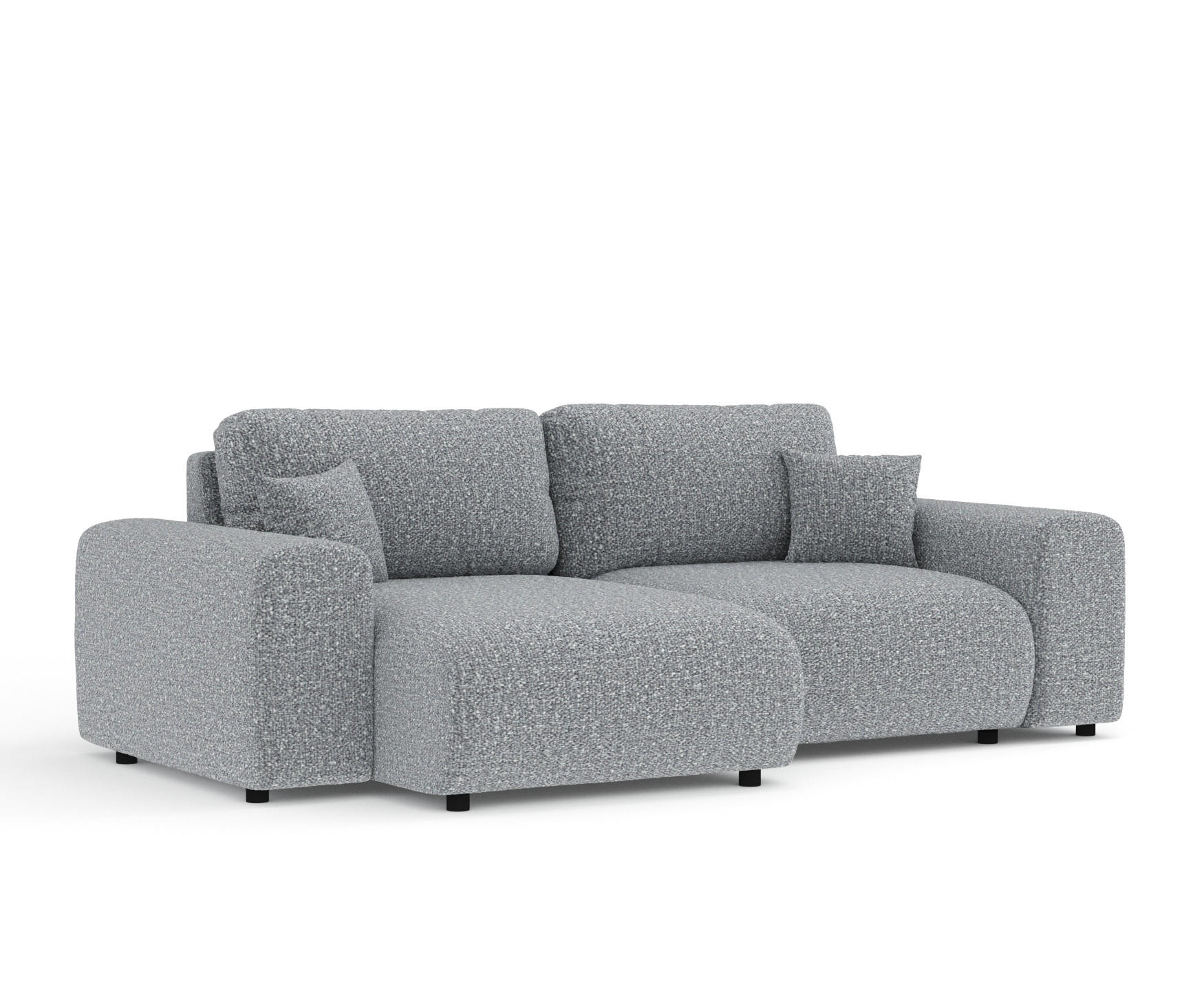 ECKSOFA Zanzibar Grau Plüschstoff - Schwarz/Grau, Holz/Holzwerkstoff (237/144cm) - Maison de Reve