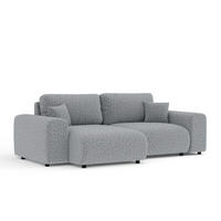 ECKSOFA Zanzibar Grau Plüschstoff - Schwarz/Grau, Holz/Holzwerkstoff (237/144cm) - Maison de Reve