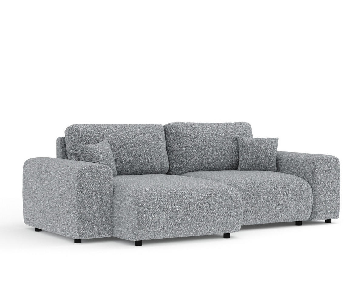 ECKSOFA Zanzibar Grau Plüschstoff - Schwarz/Grau, Holz/Holzwerkstoff (237/144cm) - Maison de Reve