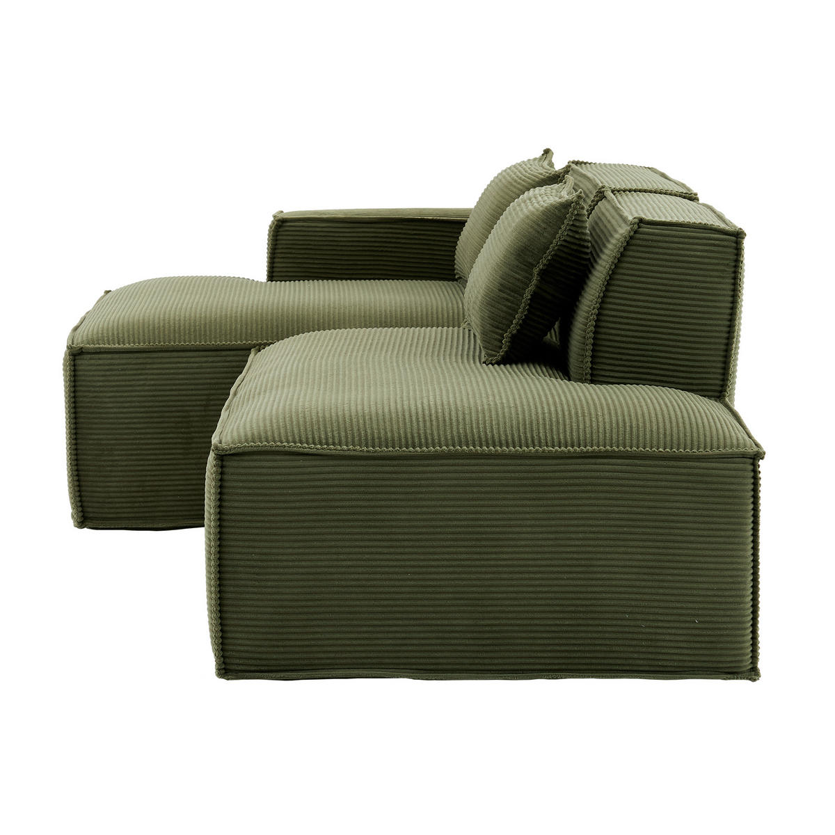 ECKSOFA polyester L-form mit taschenfederkern & 2 kissen - Grün, Textil (235/129cm) - Urban Meuble