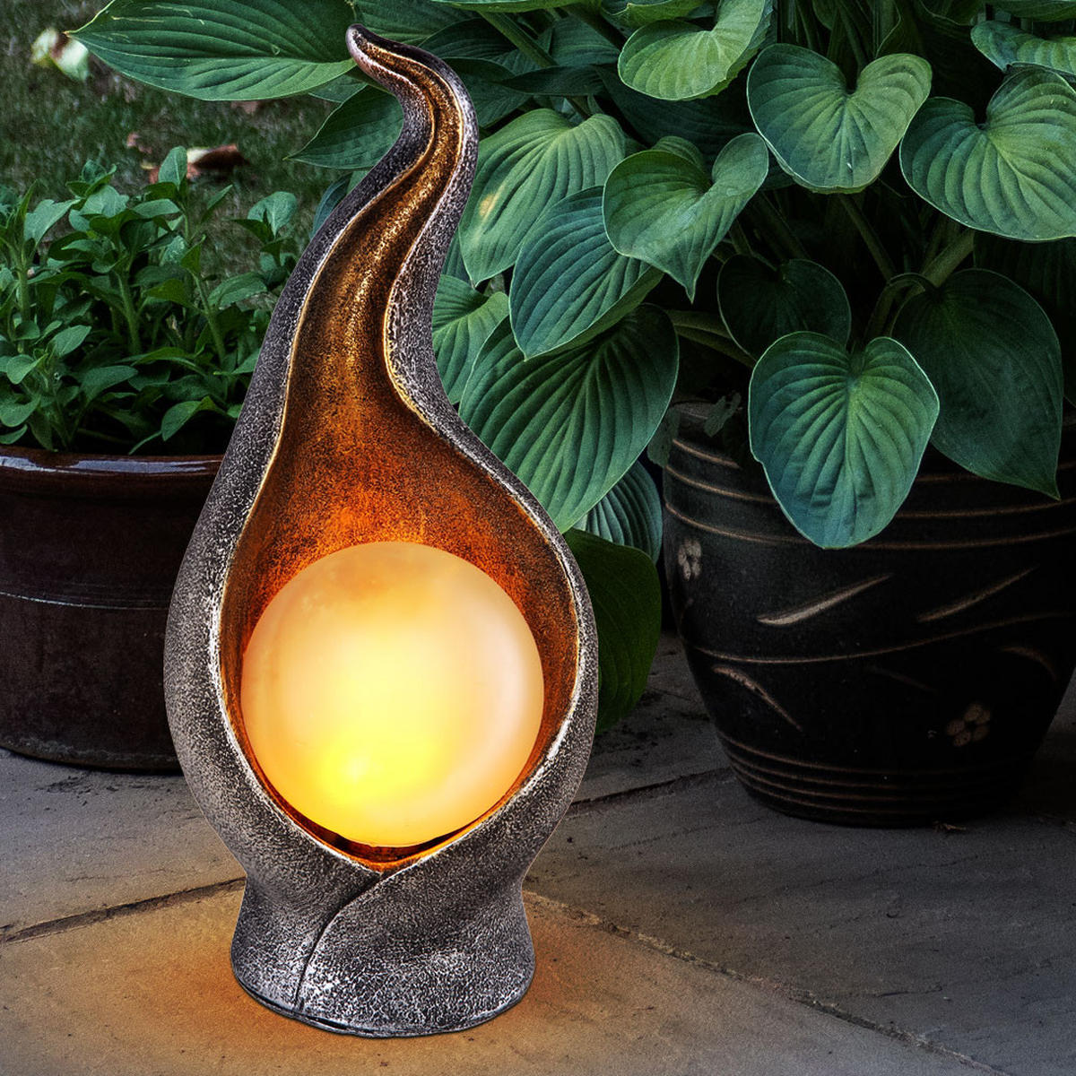 LED AUSSENLEUCHTE Silber Gold Leuchtkugel - Silberfarben, Kunststoff (12/11/26.5cm) - Globo Lighting